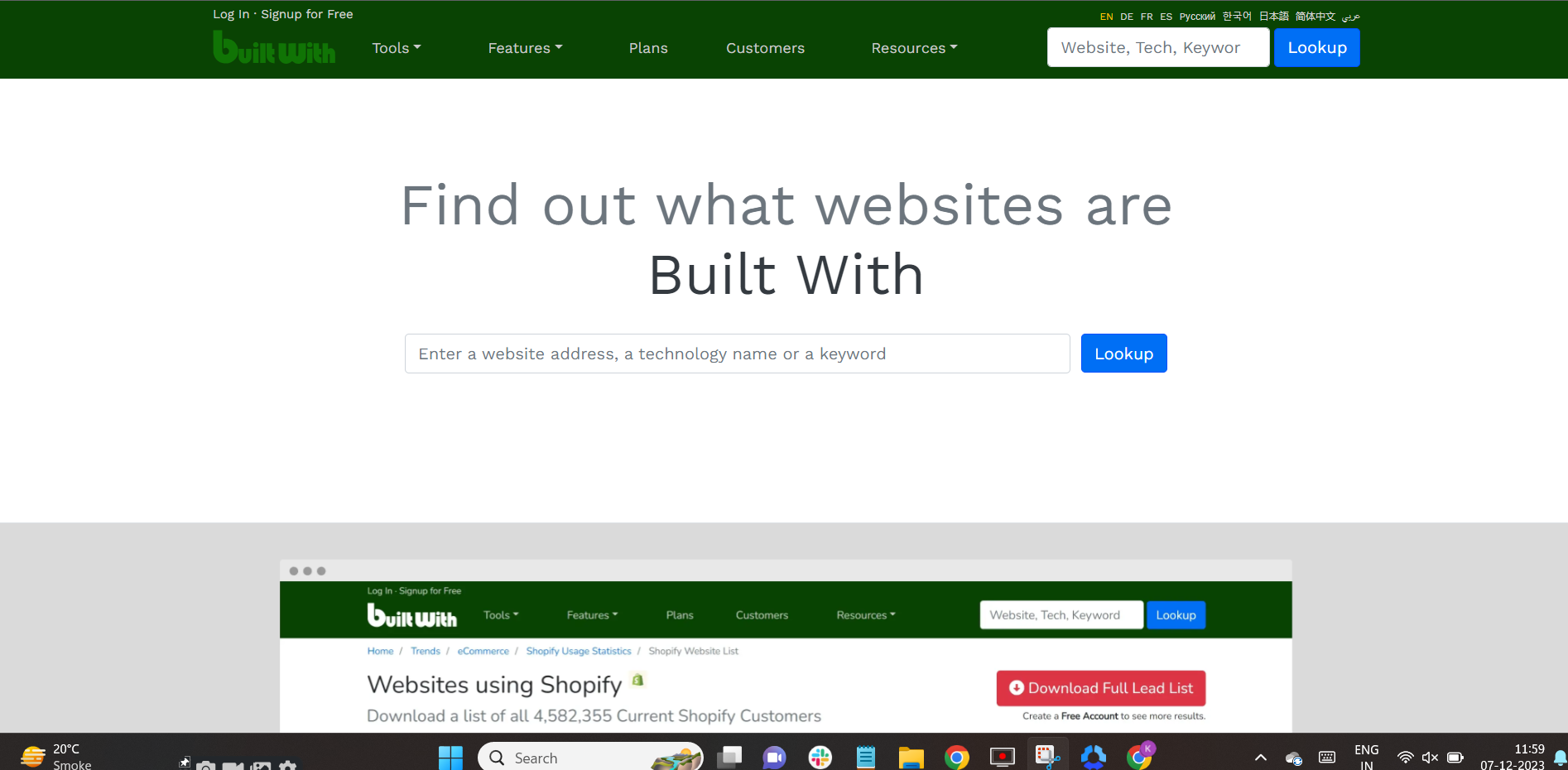 builtwith, a free seo tool to identify the software and app a website uses