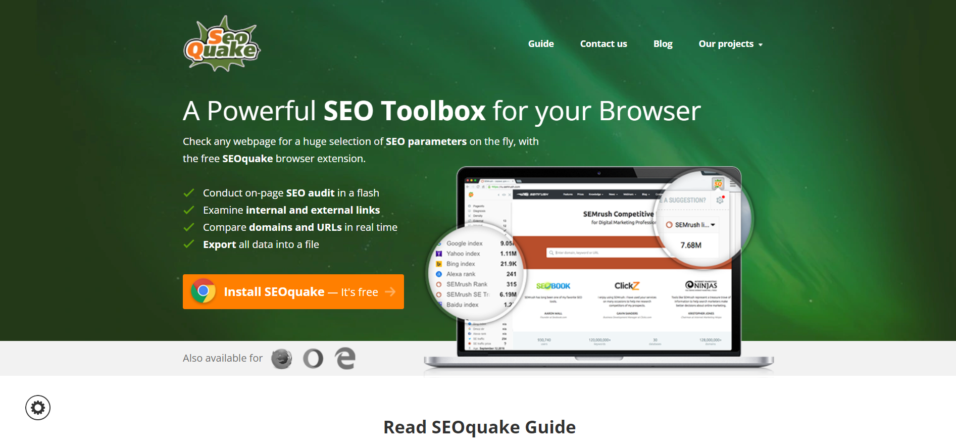 seoquake, a free tool to get seo report for a page’s onsite performance