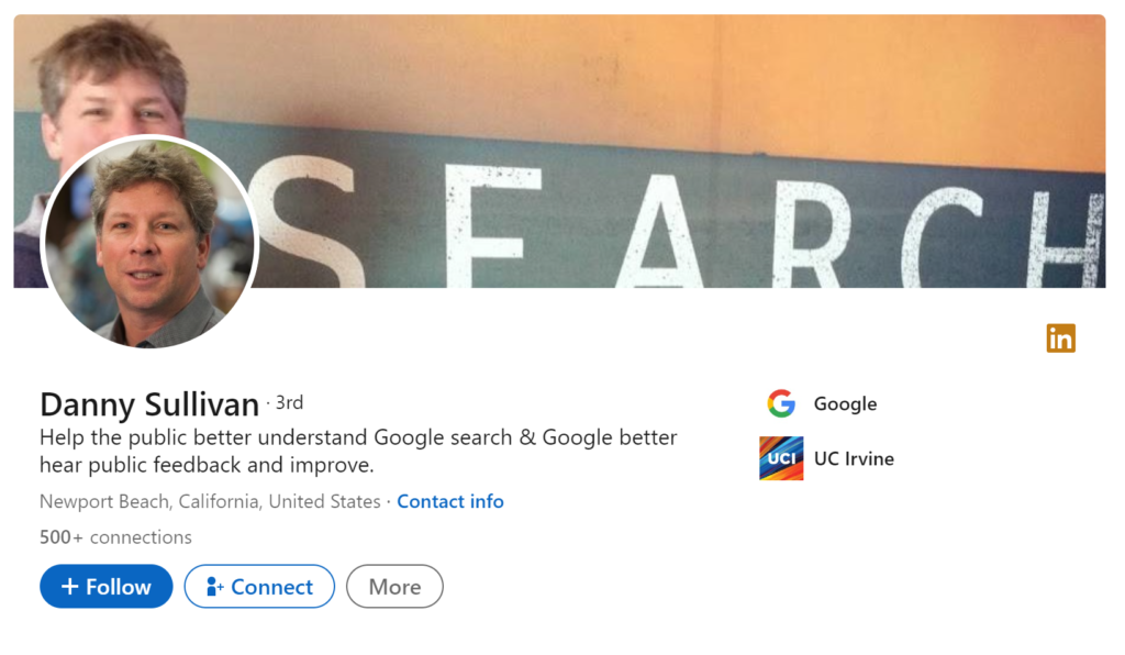 Danny Sullivan LinkedIn Profile