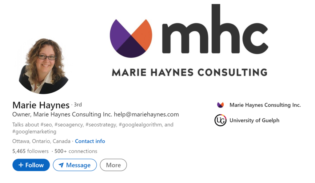 Marie Haynes LinkedIn Profile