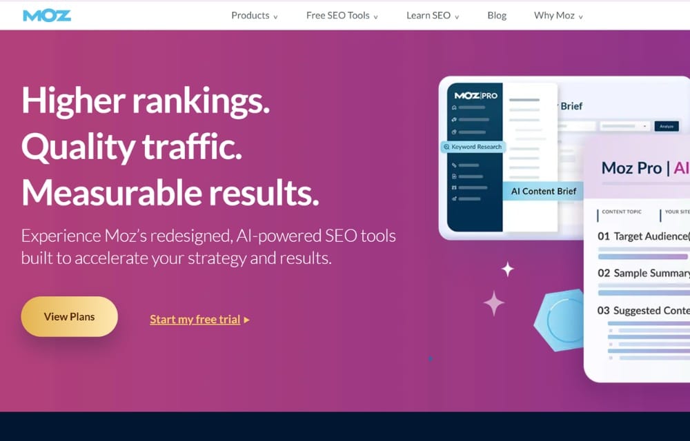 Moz homepage