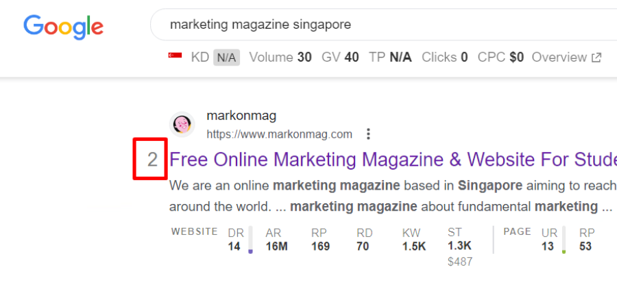markonmag is ranking second in Singapore for the keyword “marketing magazine singapore”.