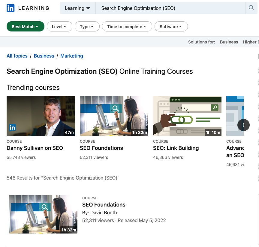 LinkedIn Learning SEO Courses