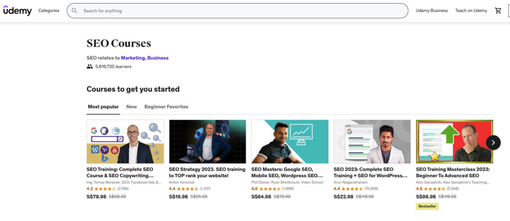 Udemy SEO Courses