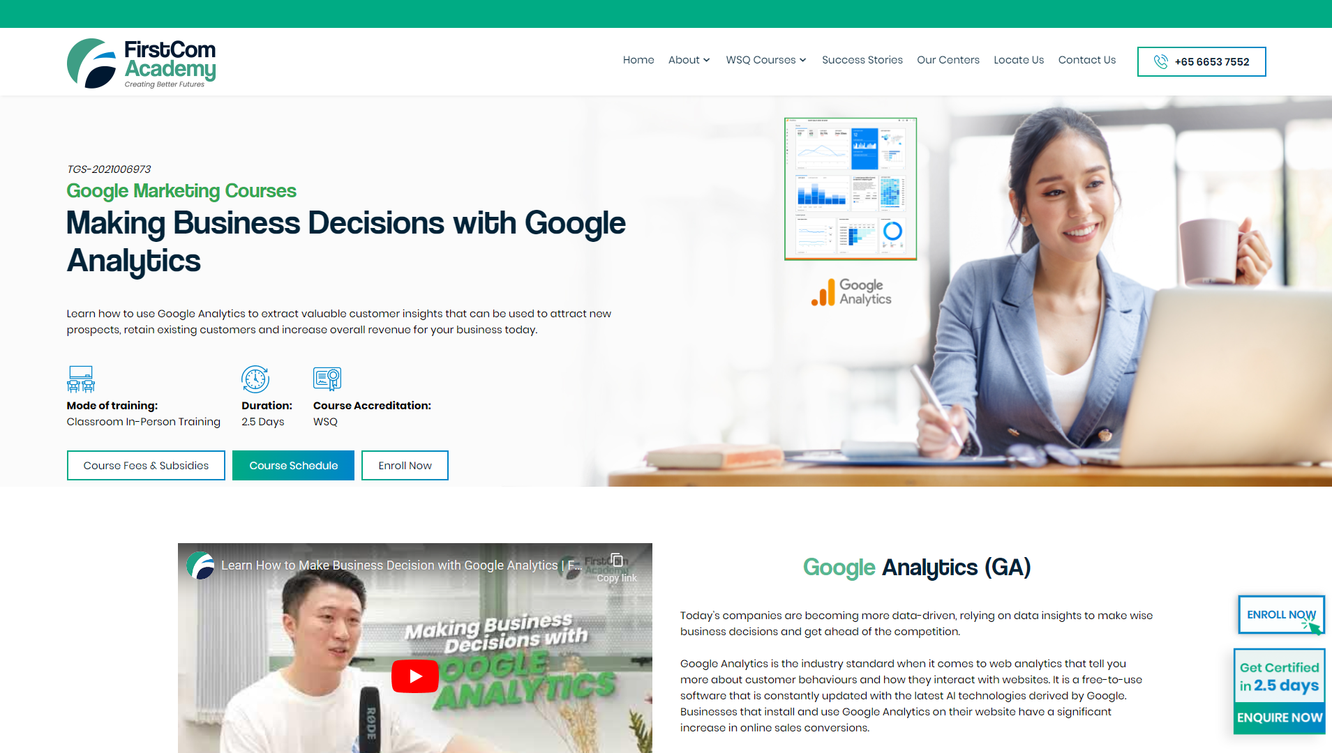 register for aesperon academy google analytics certification course in singapore