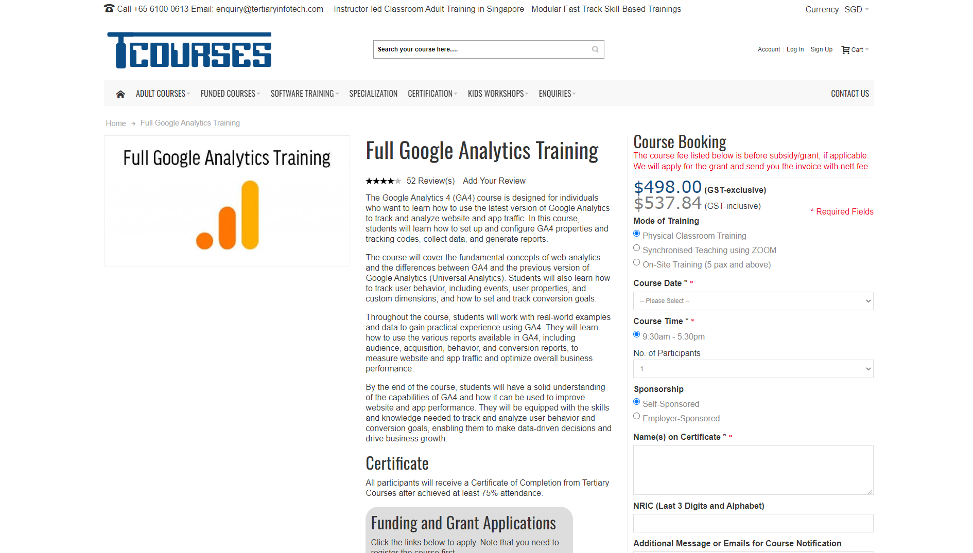 google analytics certification from tertiary courses in singapore
