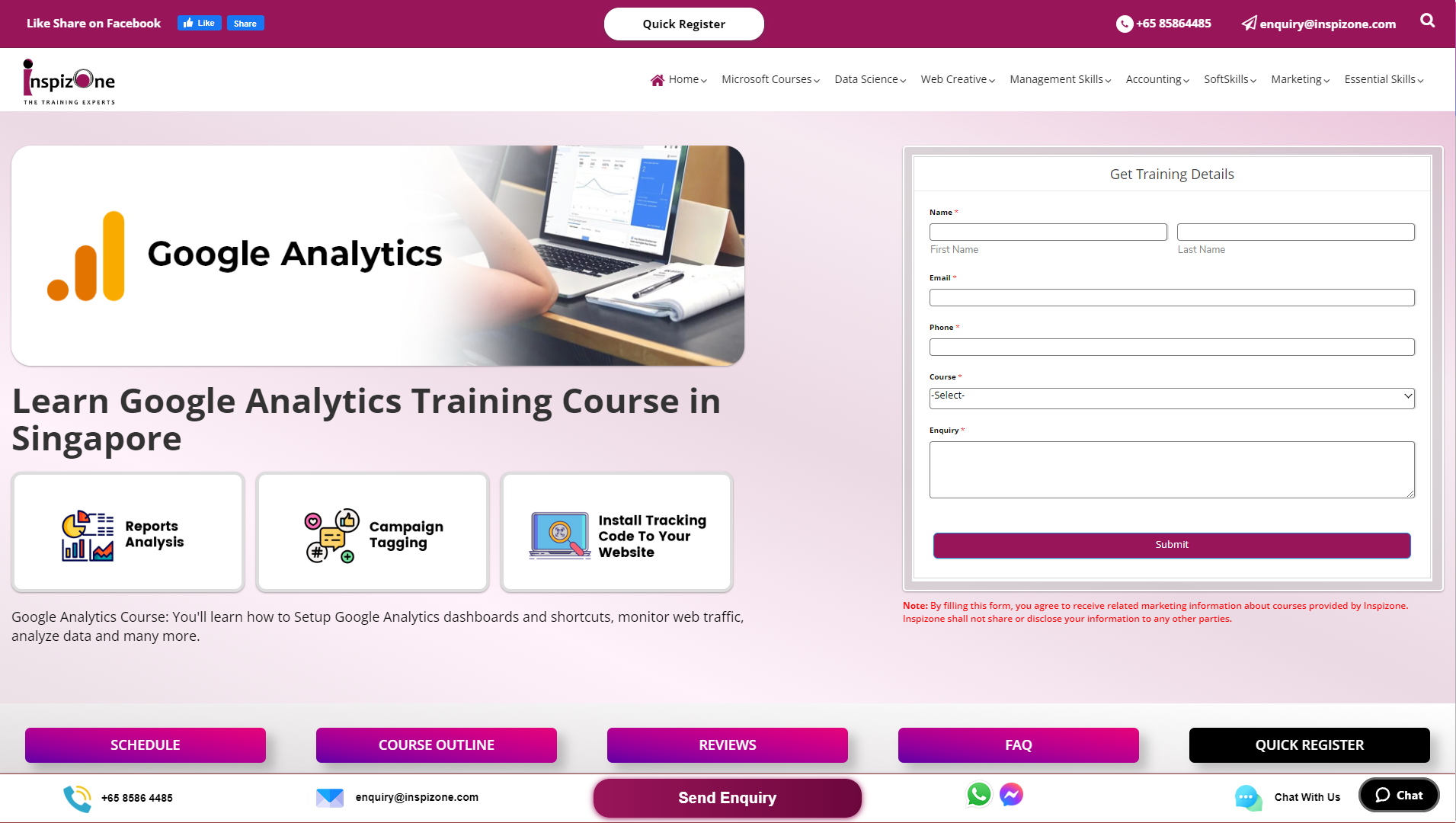 inspizone google analytics certification course in singapore
