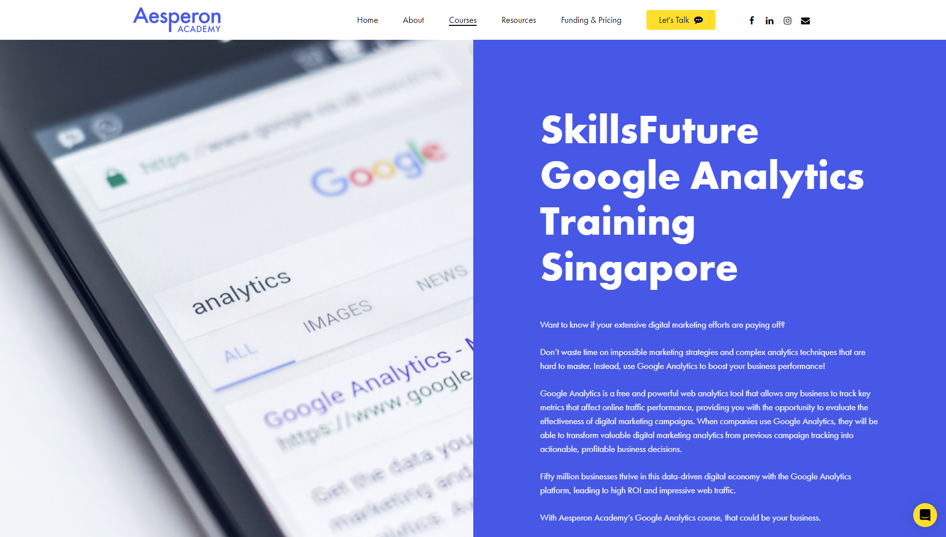 register for aesperon academy google analytics certification course in singapore