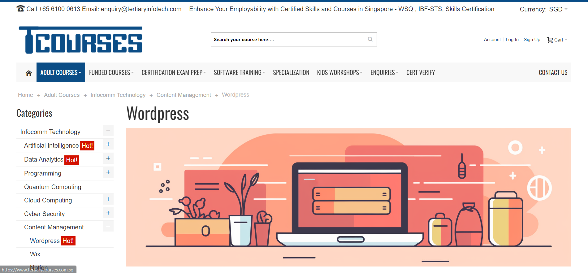 wordpress course by tertiary courses in singapore