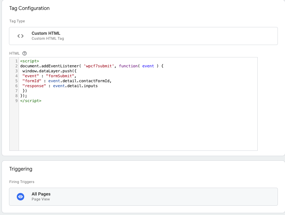 contact form 7 listener tag