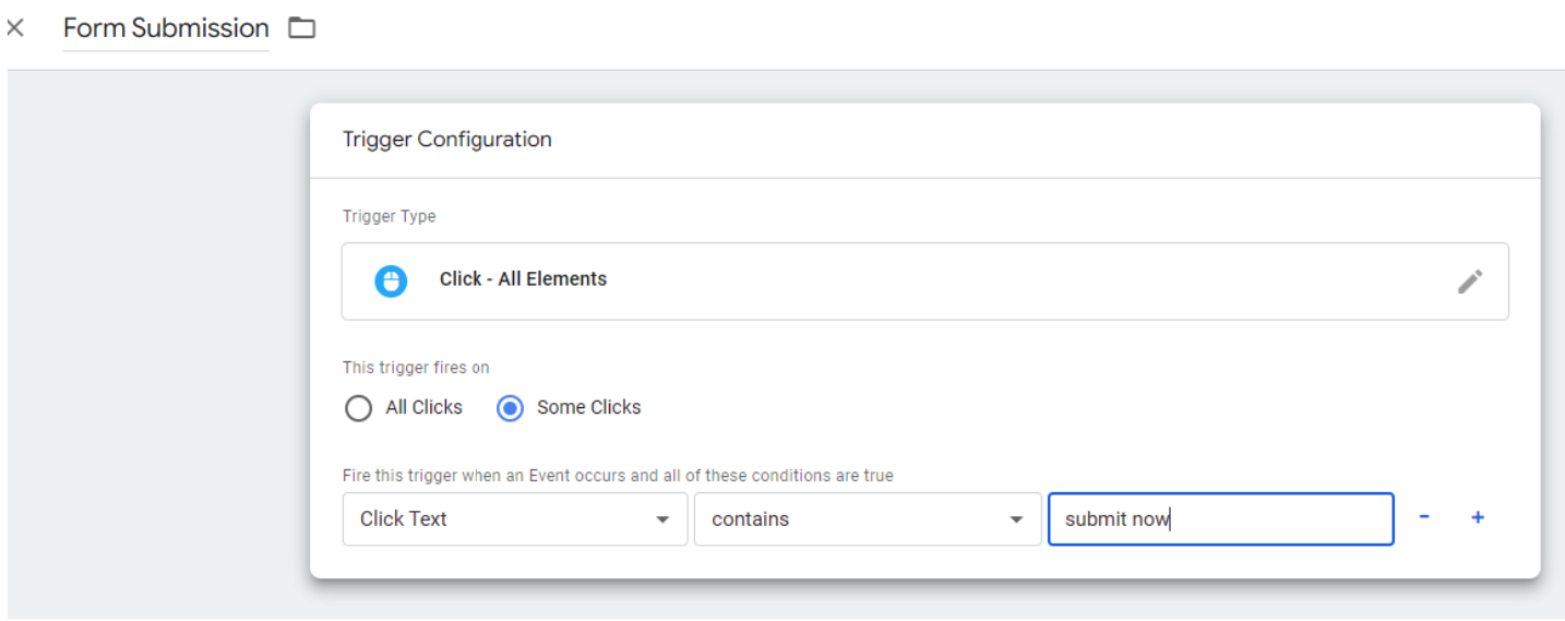 create an all elements click trigger for form submission button