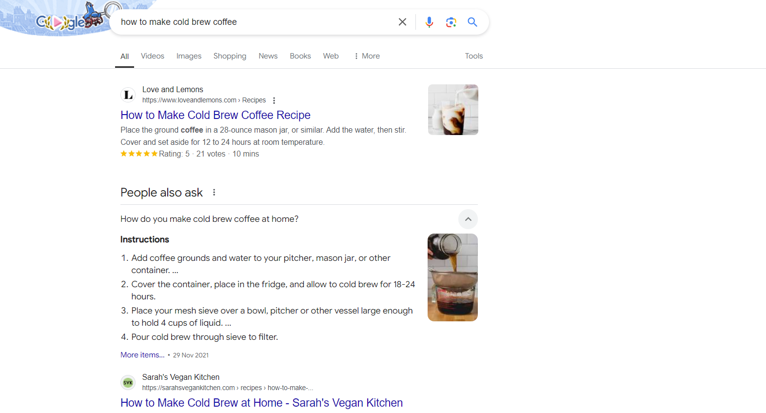 example of content ranking on google in paa section