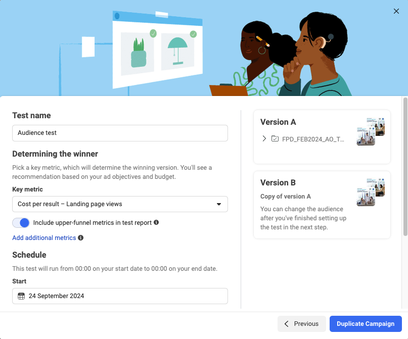 Facebook AB Testing Defining Metrics and Selecting Audience