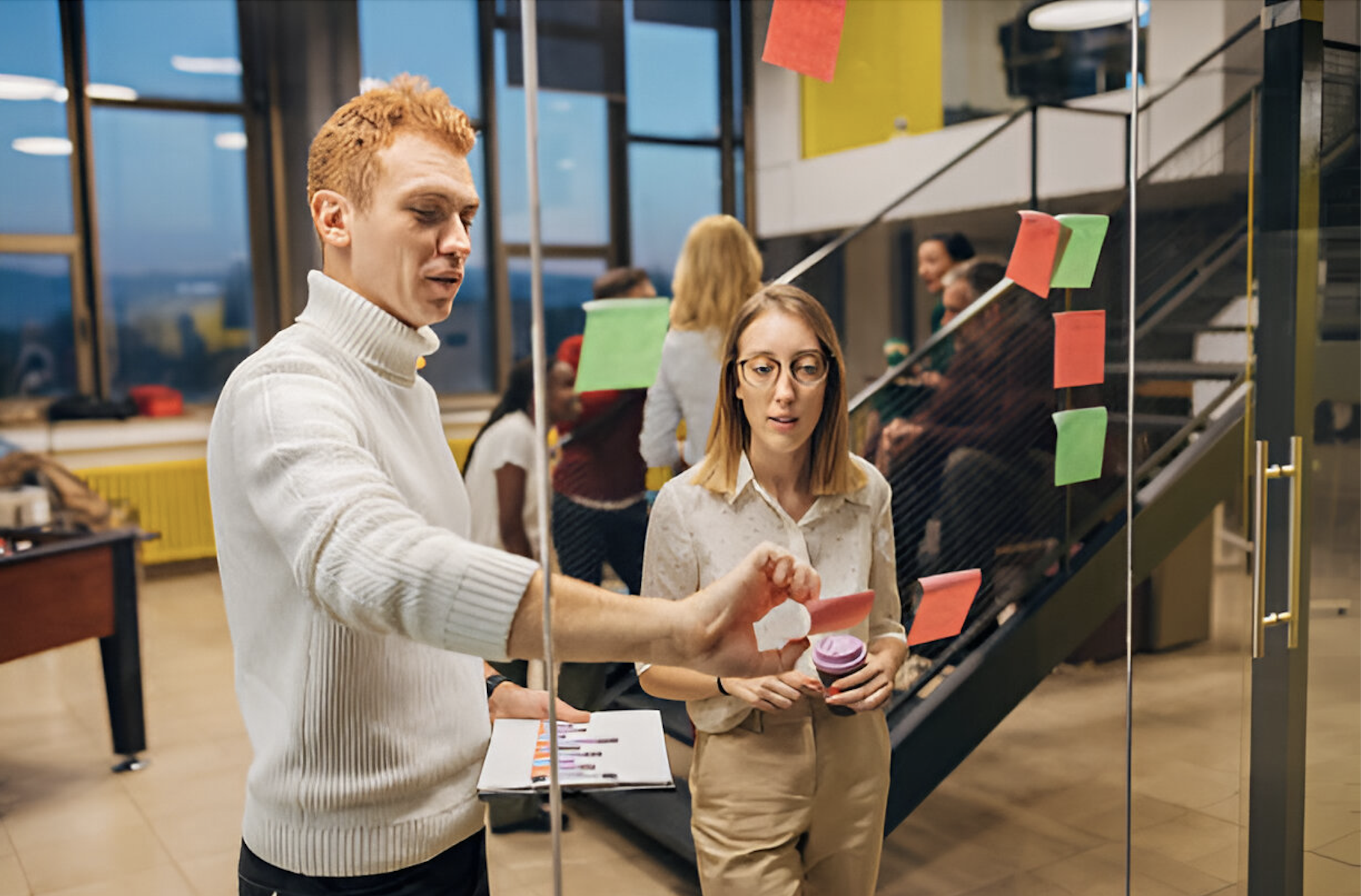 business owner discussing how tone affects content writing for marketing