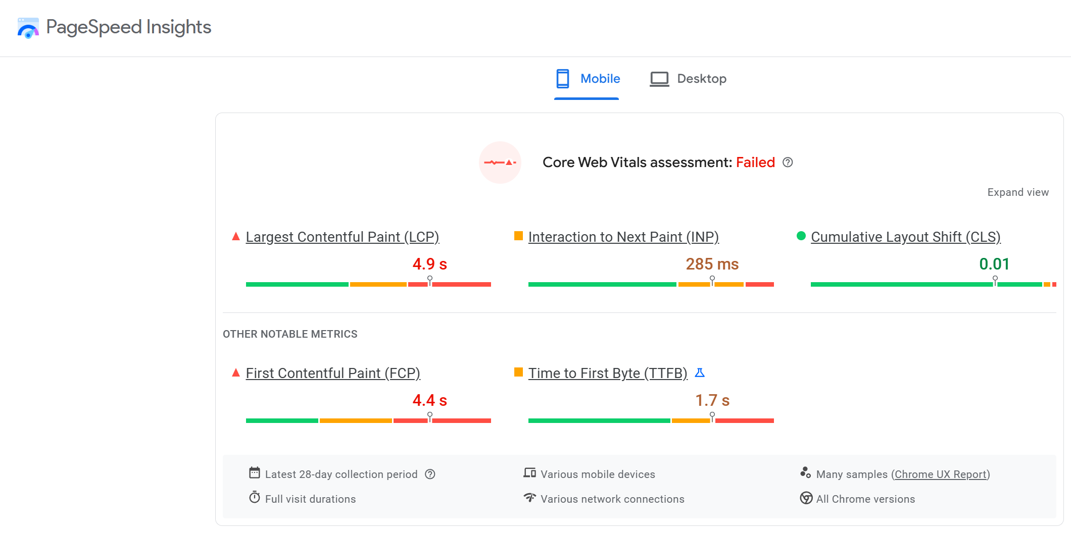 Pagespeed insights