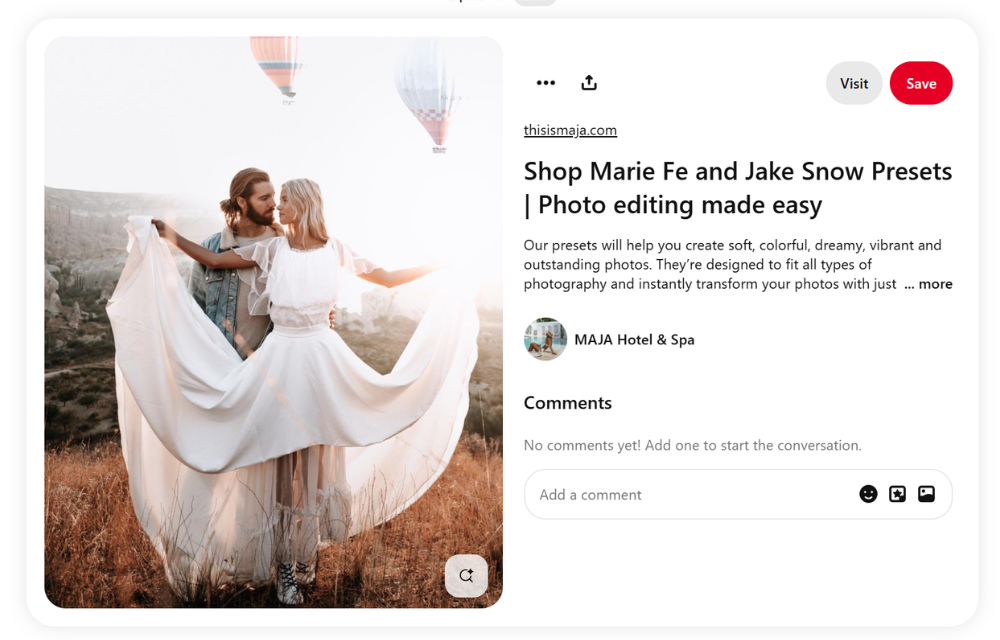 Marie Fe and Jake Snow’s presets on Pinterest