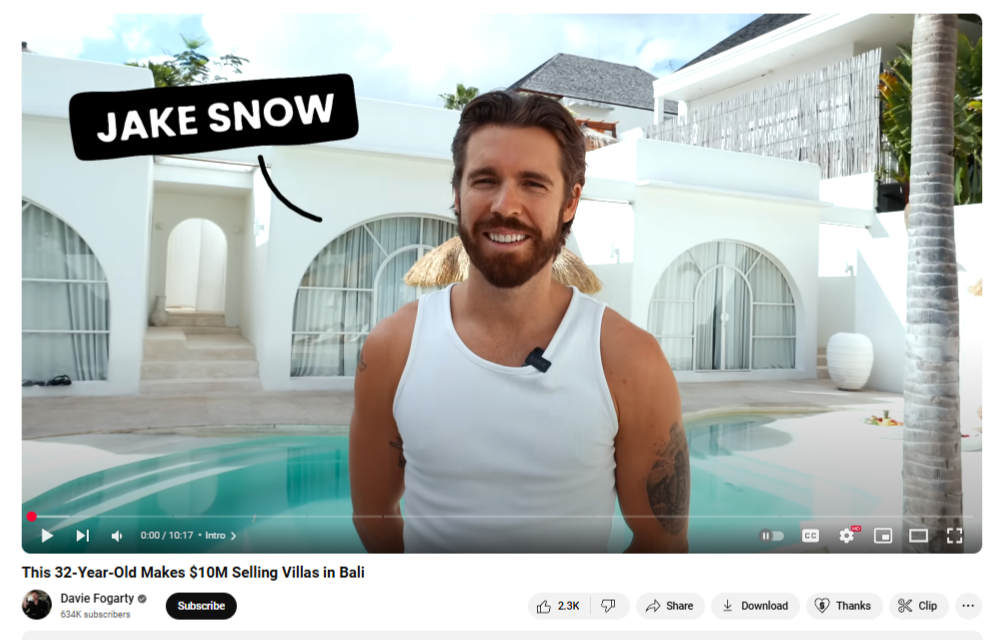 An interview with Jake Snow on YouTube.