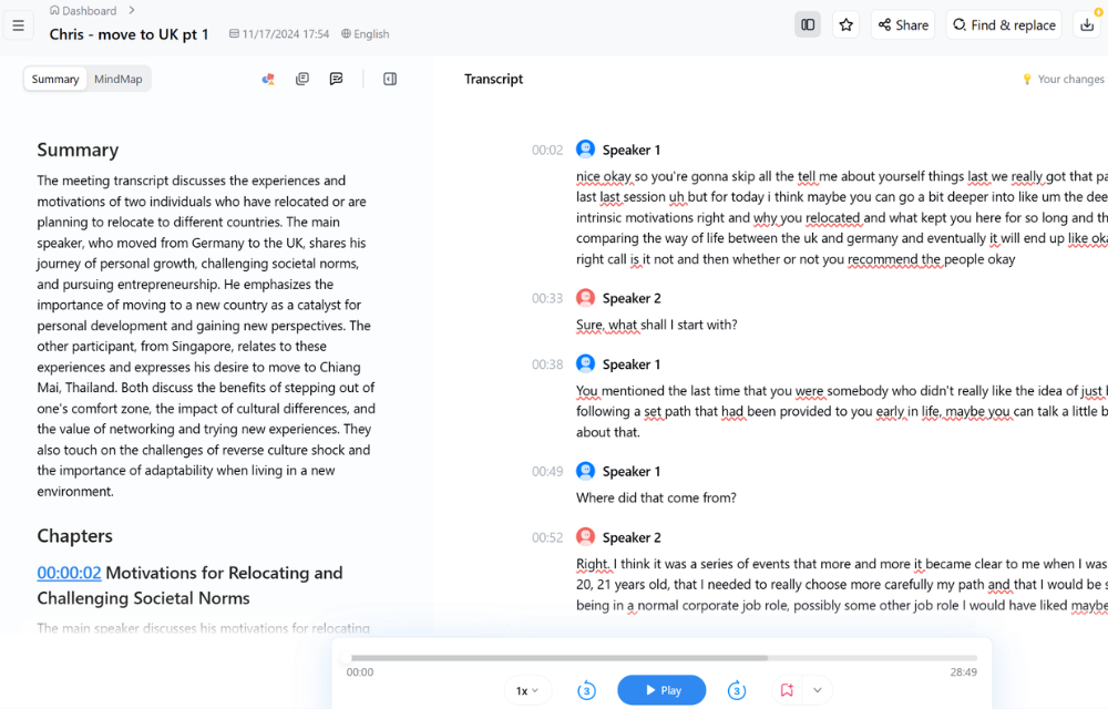 Notta.ai user interface