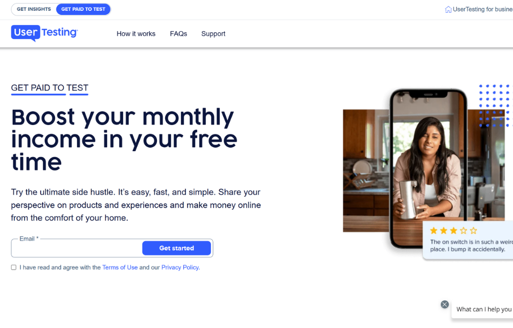 User Testing homepage