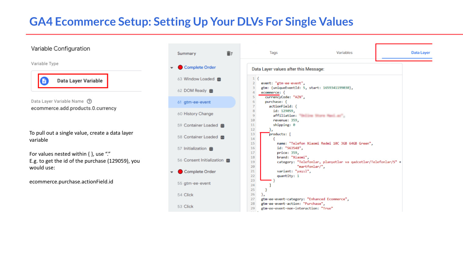 Setting up data layer variables
