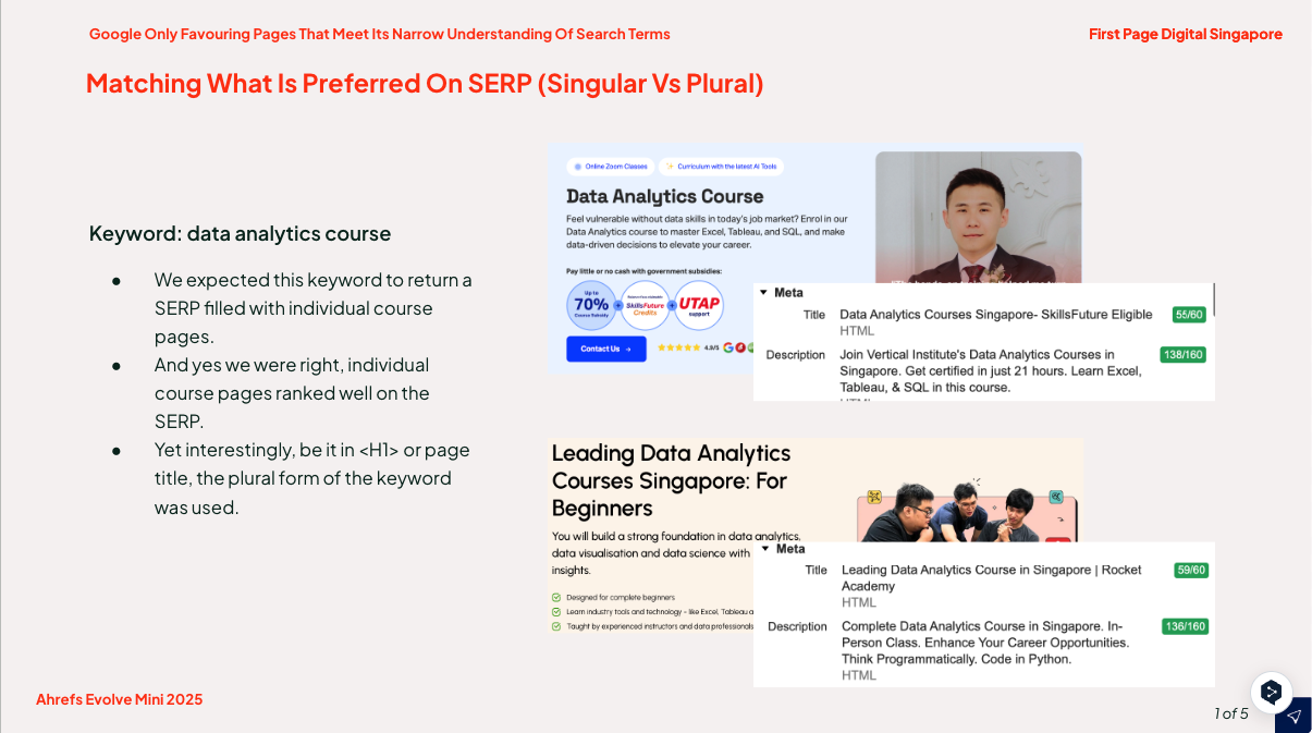 discovering that plural version of term performs better on google serp