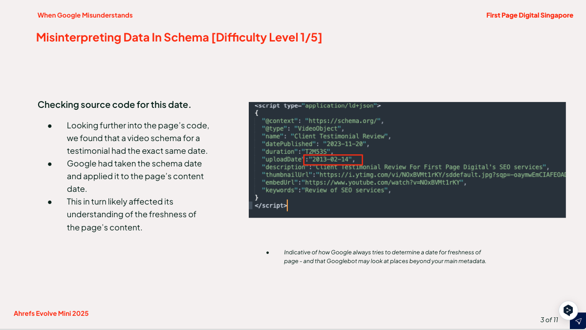 finding that the random date actually came from video schema uploaddate parameter