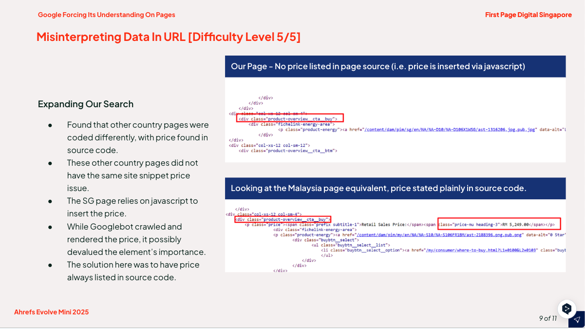 realising that pages under other markets did not have this issue as price was in their pages html