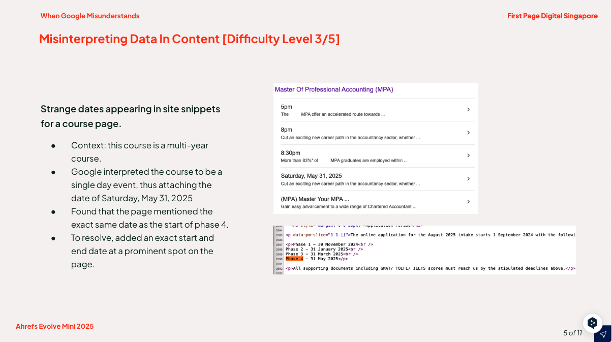 strange dates and timings appearing in SERP site features
