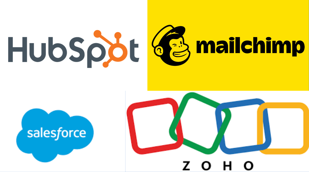 Logos of Hubspot, Salesforce, Mailchimp, and Zoho