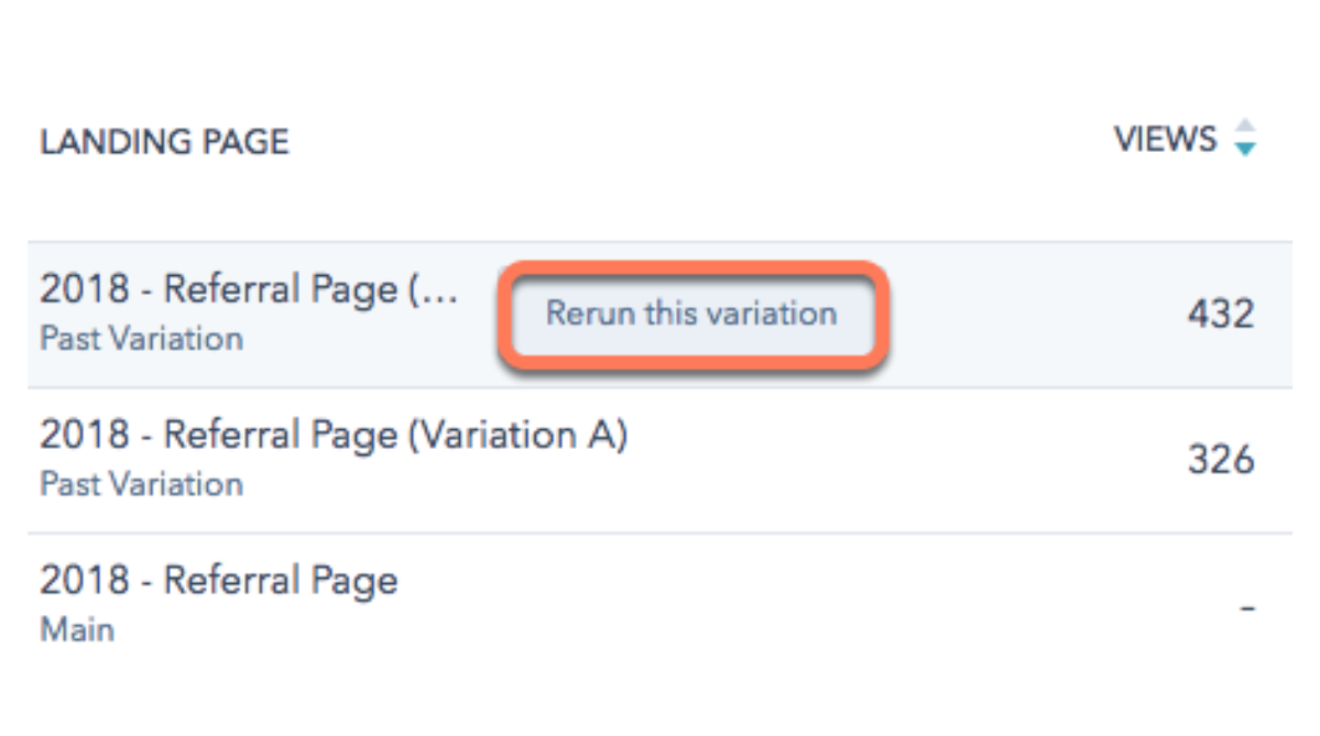 Hubspot’s A/B testing feature