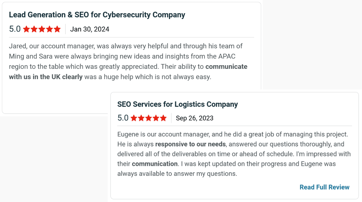 Clutch reviews of First Page Digital Singapore