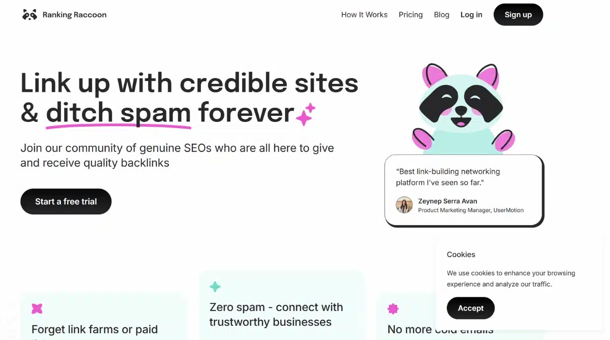 Ranking Racoon homepage