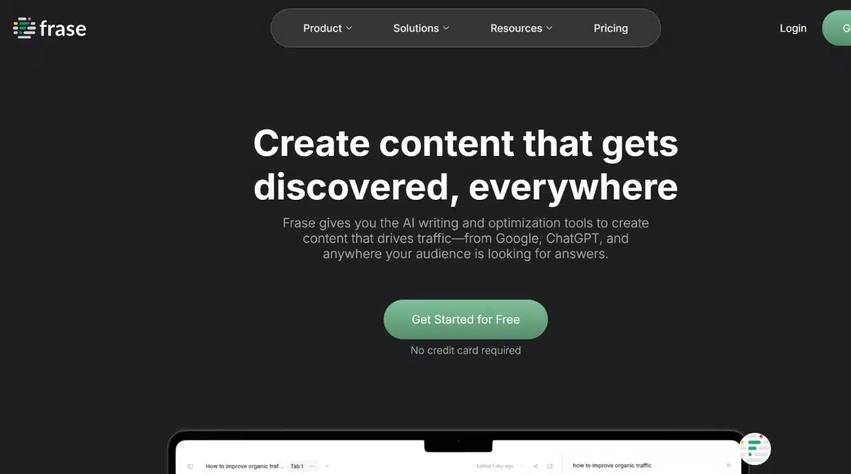 Frase.io homepage