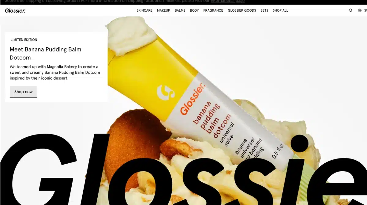 Glossier home page