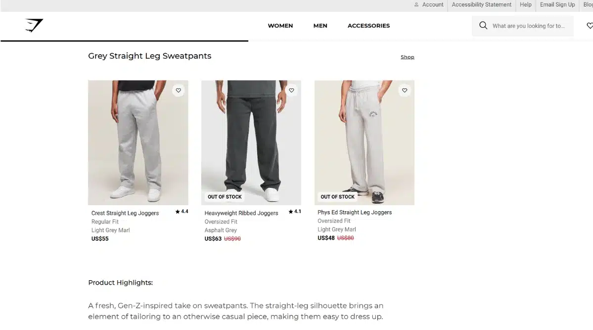 Gymshark blog page