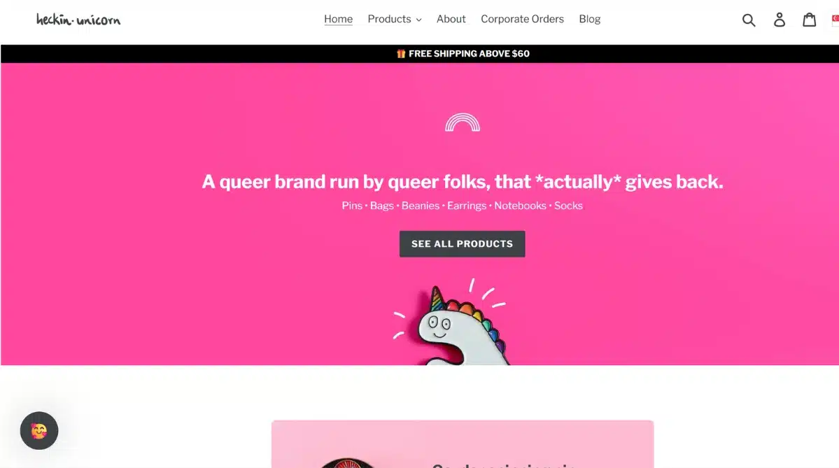 Heckin Unicorn home page