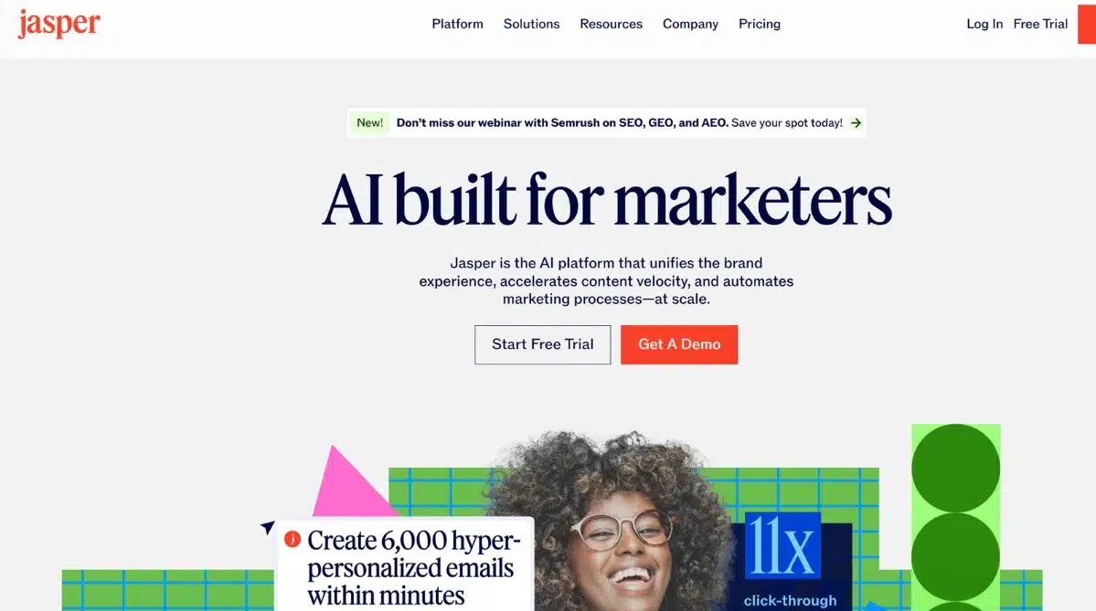 Jasper.ai homepage