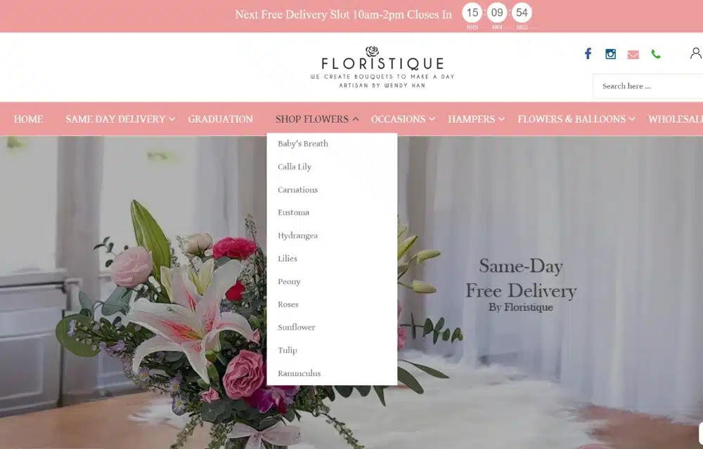 Floristique’s navigation menu