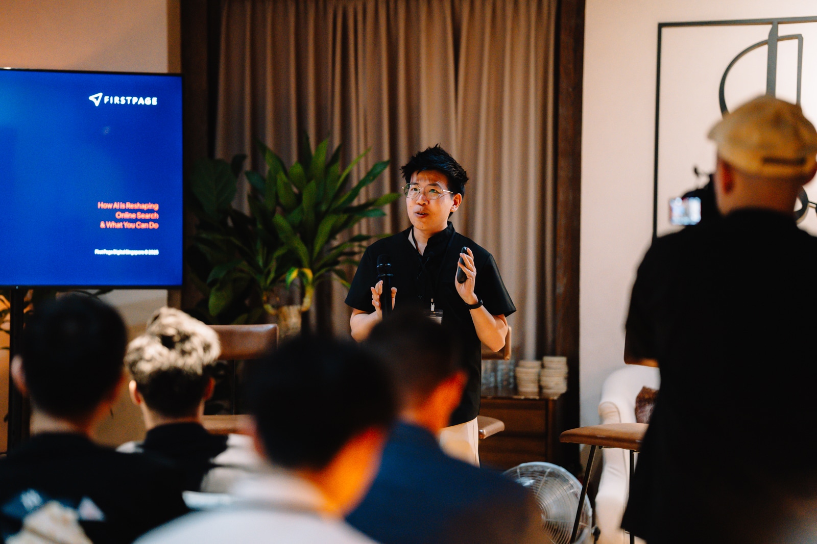 Fabian sharing on a research study done by him on AEO at First Page Summit 2025