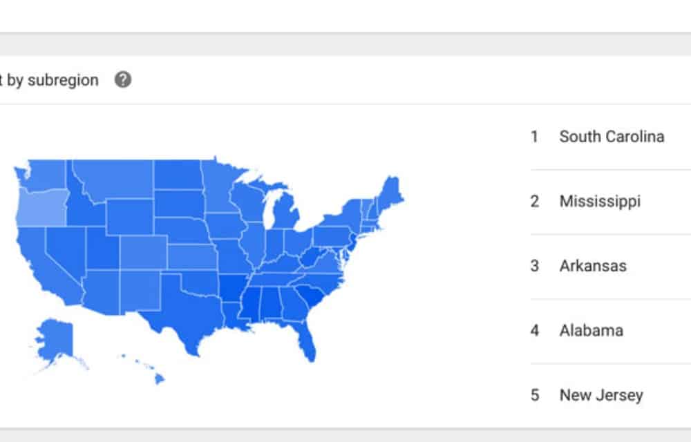 Google Trends search demand by region in the US