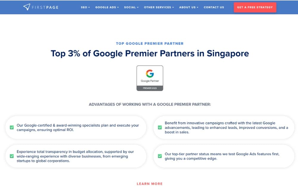 First Page Digital’s Google Premier Partner badge