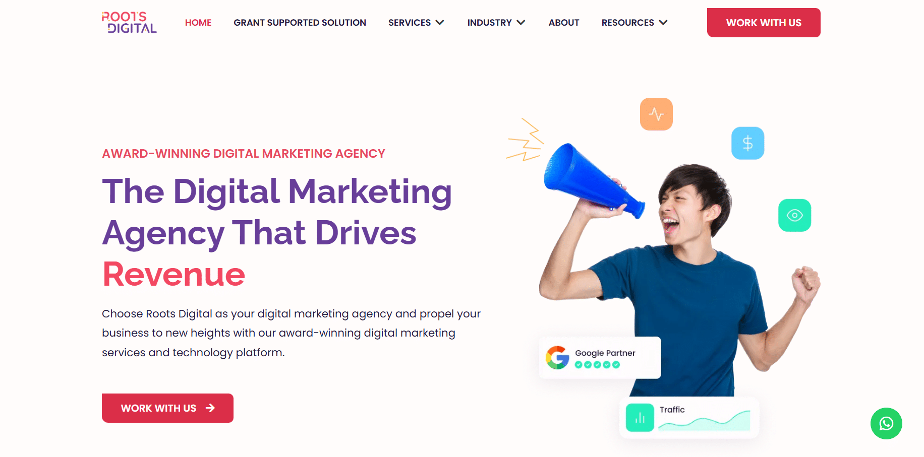 Roots Digital’s homepage