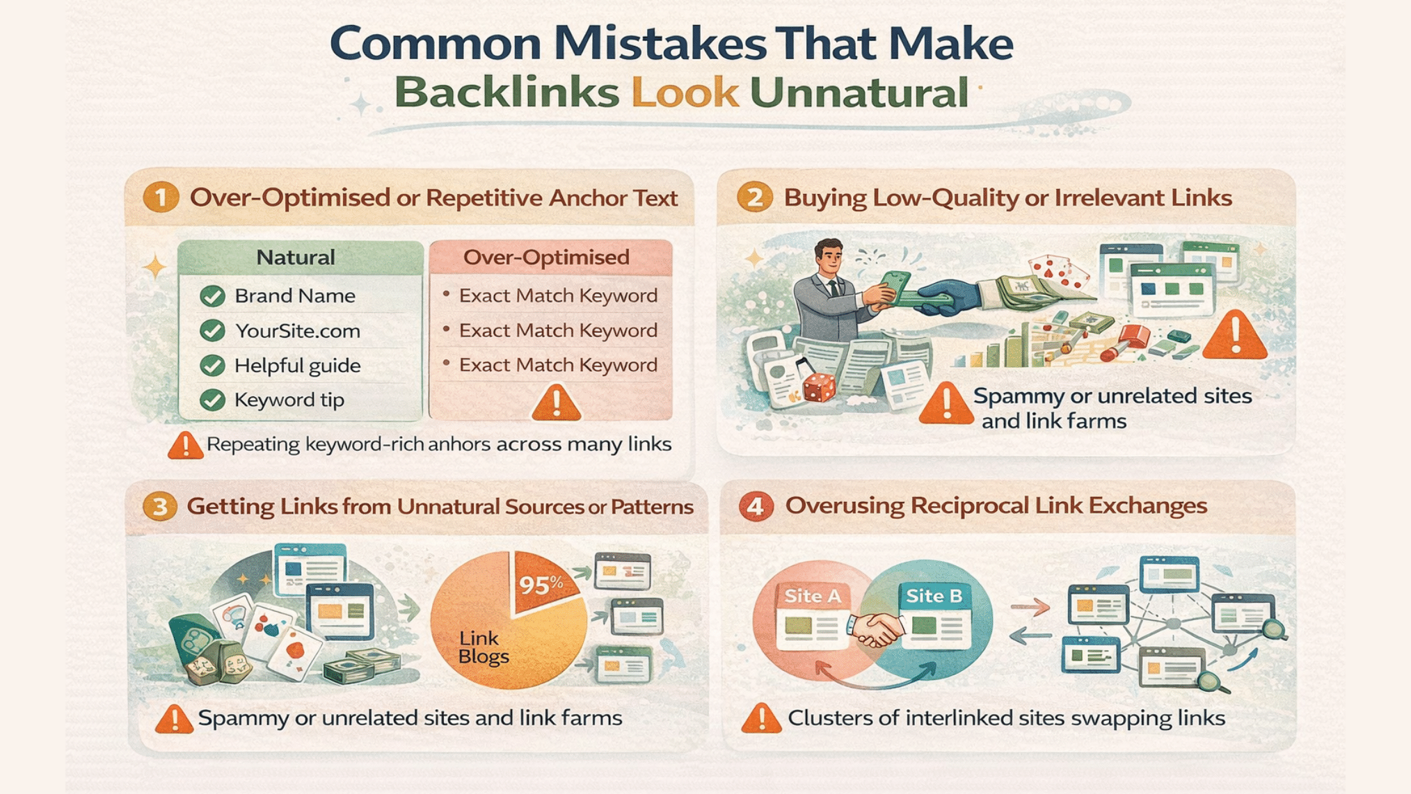 Common backlink mistakes that make links unnatural