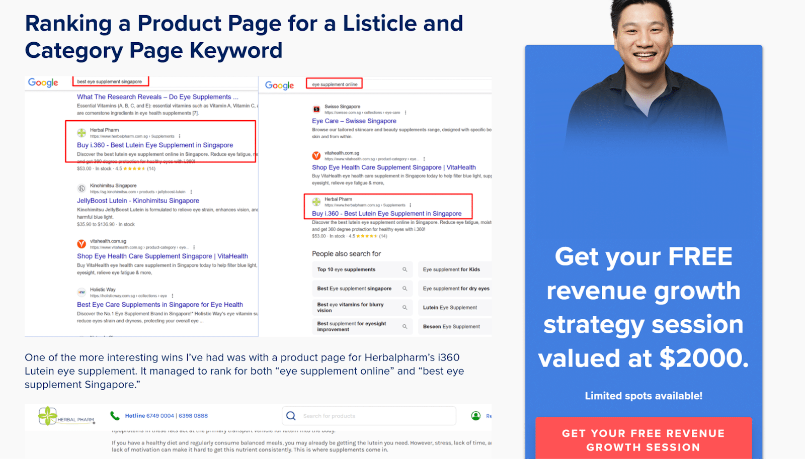 Unique example in my article based on my SEO experience