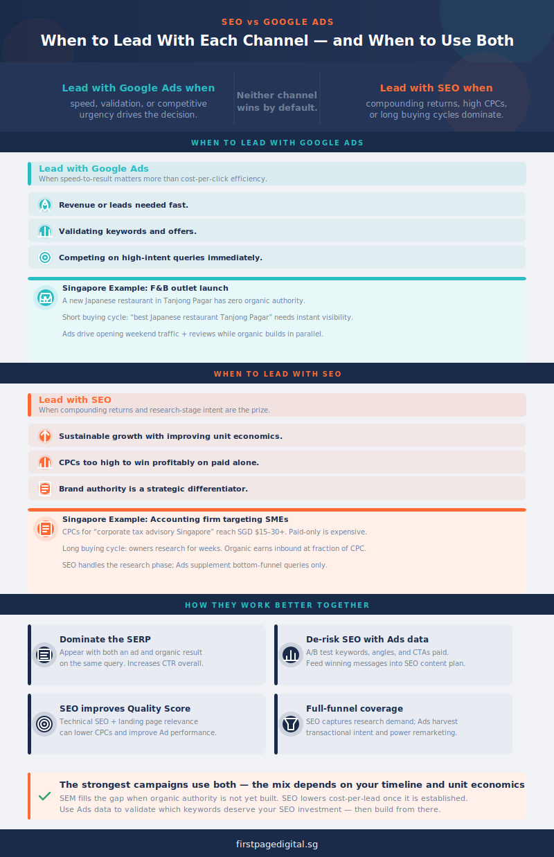 when to use seo and when to use google ads